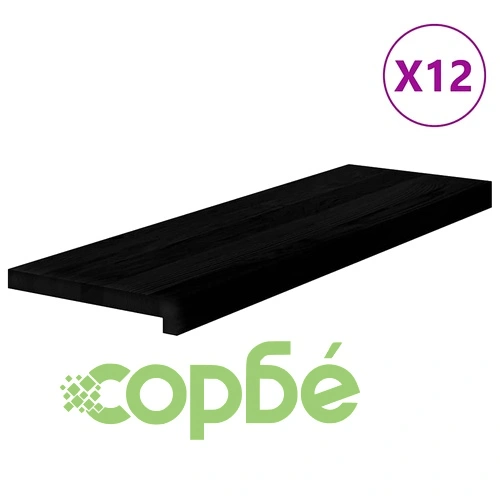 Стълбищни стъпала, 12 бр, тъмнокафяви, 80x30x2 см, дъб масив ➤ топ цена ➤ sorbe.bg