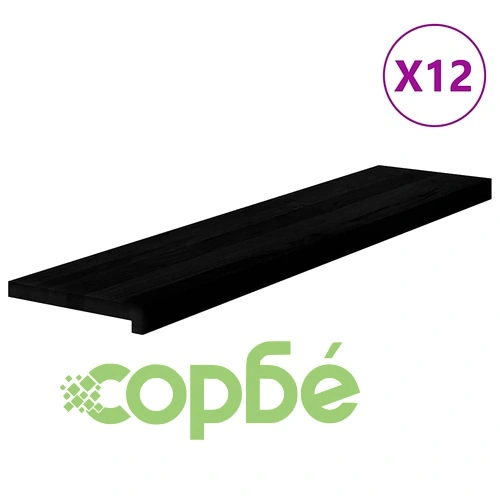 Стълбищни стъпала, 12 бр, тъмнокафяви, 110x30x2 см, дъб масив ➤ топ цена ➤ sorbe.bg