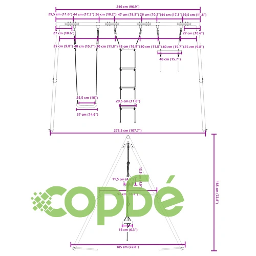 Външен комплект люлка със седалка люлка, трапец и стълба ➤ топ цена ➤ sorbe.bg