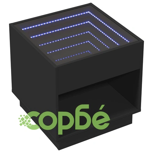 Нощна масичка с Infinity LED черна 50x50x50 см ➤ топ цена ➤ sorbe.bg
