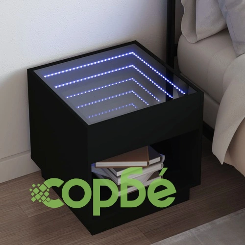 Нощна масичка с Infinity LED черна 50x50x50 см ➤ топ цена ➤ sorbe.bg