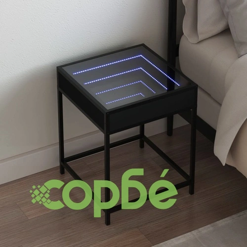 Нощна масичка с Infinity LED черна 40x40x51 см ➤ топ цена ➤ sorbe.bg