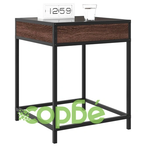 Нощна масичка с Infinity LED, кафяв дъб, 40x40x51 см ➤ топ цена ➤ sorbe.bg