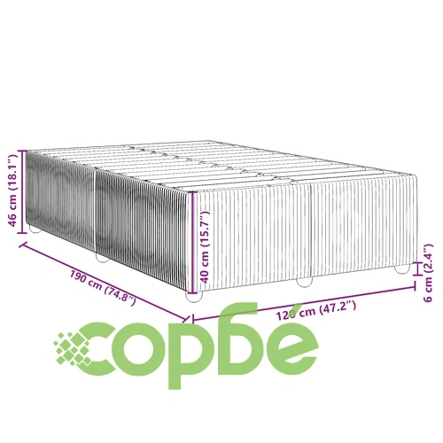 Рамка за легло без матрак, кремави, 120x190 см, плат ➤ топ цена ➤ sorbe.bg