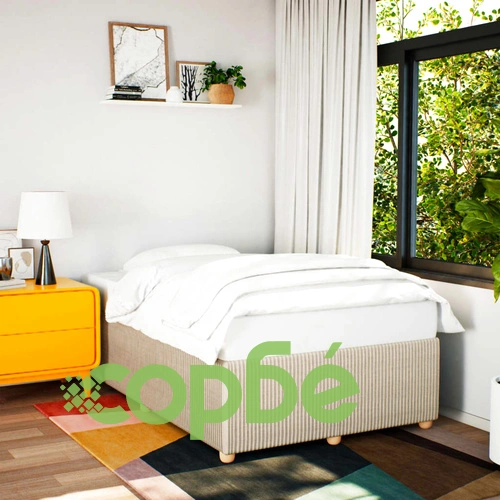 Рамка за легло без матрак, кремави, 120x190 см, плат ➤ топ цена ➤ sorbe.bg