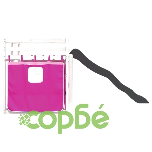 Двуетажно легло с пързалка и завеси, синьо, 90x190 см ➤ топ цена ➤ sorbe.bg
