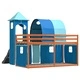 Двуетажно легло с пързалка и завеси, синьо, 80x200 см
