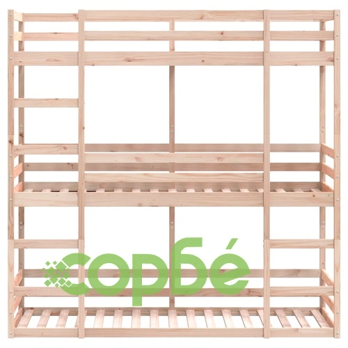 Триетажно легло, 90x200 см, борово дърво масив ➤ топ цена ➤ sorbe.bg