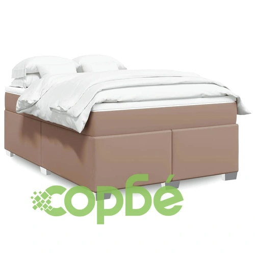 Боксспринг легло с матрак, капучино, 140x190 см изкуствена кожа ➤ топ цена ➤ sorbe.bg