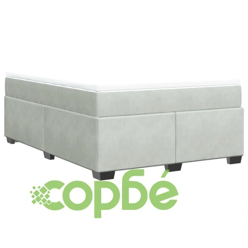 Боксспринг легло с матрак, светлосива, 140x190 см, кадифе ➤ топ цена ➤ sorbe.bg