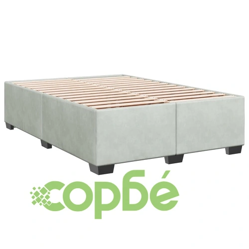 Боксспринг легло с матрак, светлосива, 140x190 см, кадифе ➤ топ цена ➤ sorbe.bg