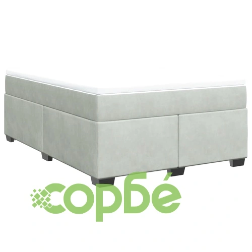 Боксспринг легло с матрак, светлосива, 140x190 см, кадифе ➤ топ цена ➤ sorbe.bg