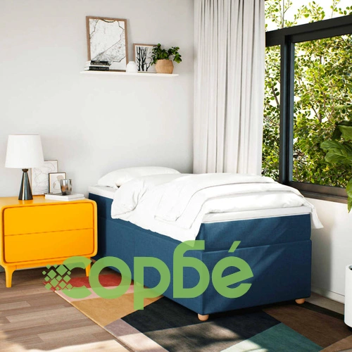 Боксспринг легло с матрак, синьо, 80x200 см, плат ➤ топ цена ➤ sorbe.bg