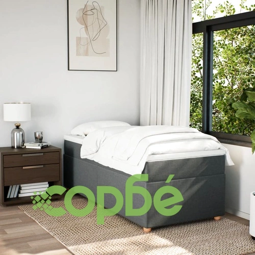 Боксспринг легло с матрак, тъмносив, 90x190 см, плат ➤ топ цена ➤ sorbe.bg