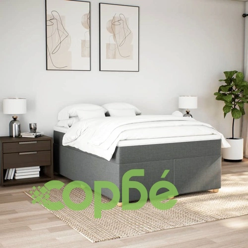 Боксспринг легло с матрак, тъмносиво, 140x190 см плат ➤ топ цена ➤ sorbe.bg