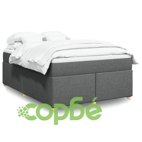 Боксспринг легло с матрак, тъмносиво, 140x190 см плат ➤ топ цена ➤ sorbe.bg