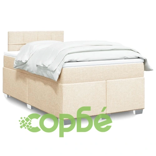 Боксспринг легло с матрак, кремаво, 120x190 см, плат ➤ топ цена ➤ sorbe.bg