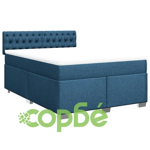 Боксспринг легло с матрак, синьо, 140x190 см, плат ➤ топ цена ➤ sorbe.bg