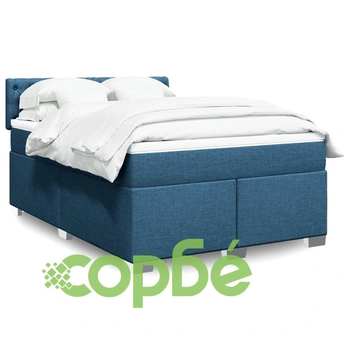 Боксспринг легло с матрак, синьо, 140x190 см, плат ➤ топ цена ➤ sorbe.bg