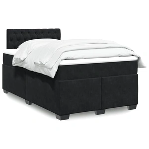 Боксспринг легло с матрак, черно, 120x190 см, кадифе