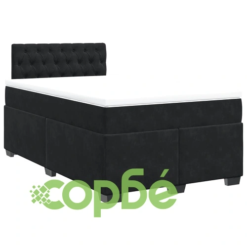 Боксспринг легло с матрак, черно, 120x200 см, кадифе ➤ топ цена ➤ sorbe.bg