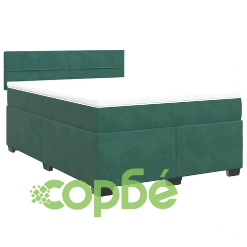 Боксспринг легло с матрак, зелена, 140x190 см, кадифе ➤ топ цена ➤ sorbe.bg