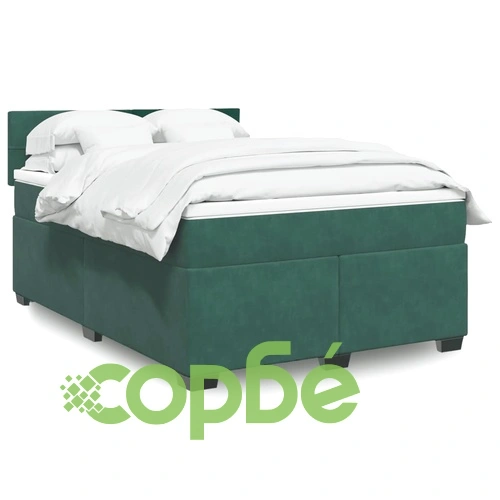 Боксспринг легло с матрак, зелена, 140x190 см, кадифе ➤ топ цена ➤ sorbe.bg