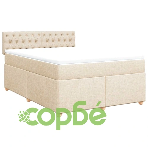 Боксспринг легло с матрак, кремаво, 140x190 см, плат ➤ топ цена ➤ sorbe.bg