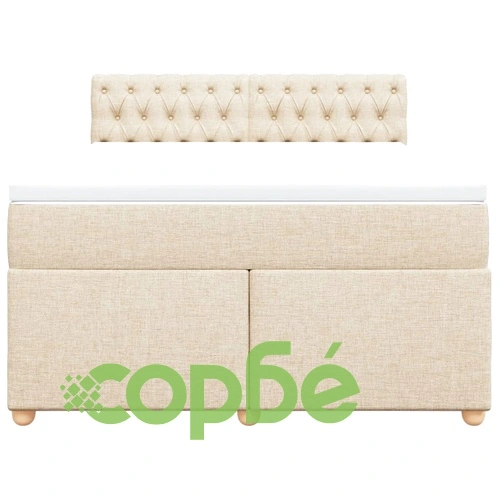 Боксспринг легло с матрак, кремаво, 140x190 см, плат ➤ топ цена ➤ sorbe.bg