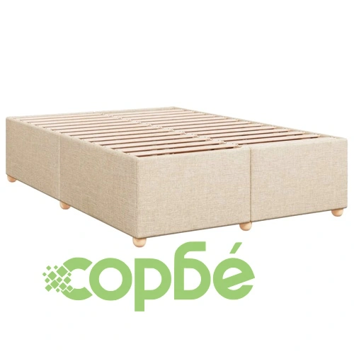 Боксспринг легло с матрак, кремаво, 140x190 см, плат ➤ топ цена ➤ sorbe.bg