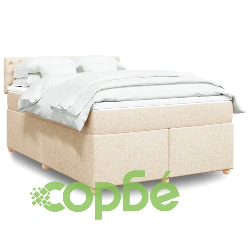 Боксспринг легло с матрак, кремаво, 140x190 см, плат ➤ топ цена ➤ sorbe.bg