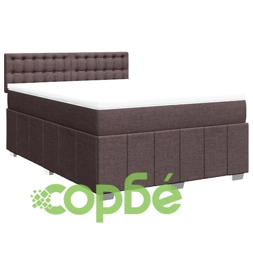 Боксспринг легло с матрак, тъмнокафяво, 140x190 см, плат ➤ топ цена ➤ sorbe.bg