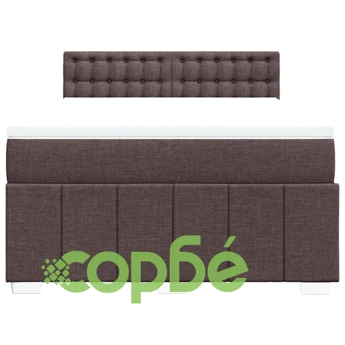 Боксспринг легло с матрак, тъмнокафяво, 140x190 см, плат ➤ топ цена ➤ sorbe.bg