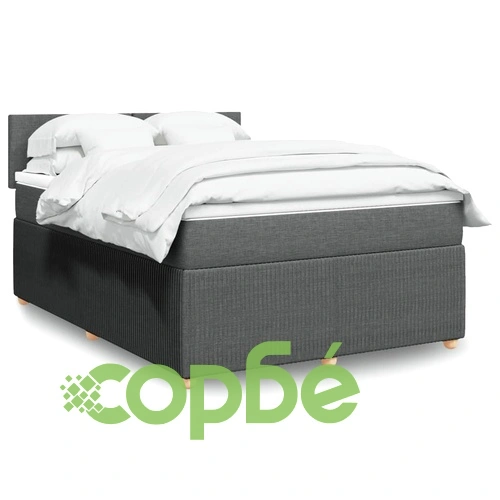 Боксспринг легло с матрак, тъмносиво, 140x190 см плат ➤ топ цена ➤ sorbe.bg