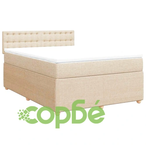 Боксспринг легло с матрак, кремаво, 140x190 см, плат ➤ топ цена ➤ sorbe.bg