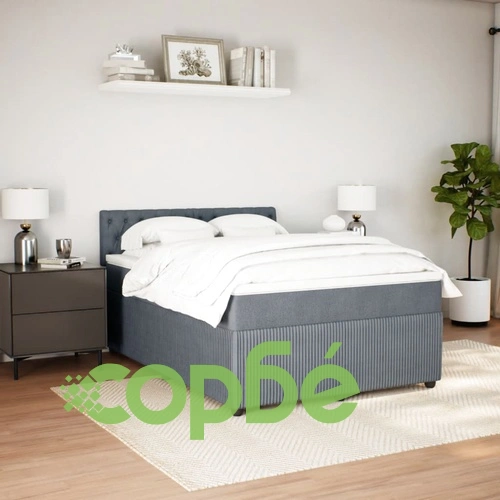 Боксспринг легло с матрак, тъмносиво, 140x190 см, кадифе ➤ топ цена ➤ sorbe.bg