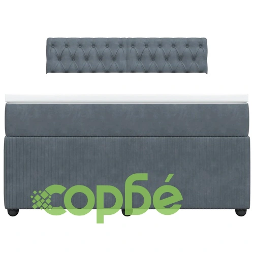 Боксспринг легло с матрак, тъмносиво, 140x190 см, кадифе ➤ топ цена ➤ sorbe.bg