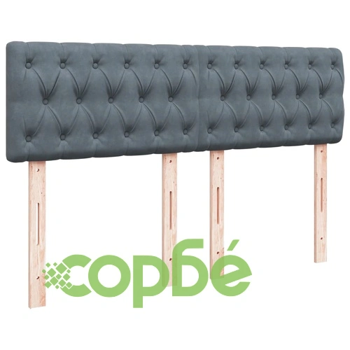 Боксспринг легло с матрак, тъмносиво, 140x190 см, кадифе ➤ топ цена ➤ sorbe.bg