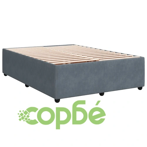 Боксспринг легло с матрак, тъмносиво, 140x190 см, кадифе ➤ топ цена ➤ sorbe.bg