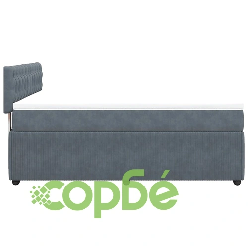 Боксспринг легло с матрак, тъмносиво, 140x190 см, кадифе ➤ топ цена ➤ sorbe.bg