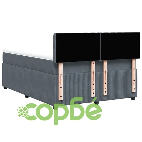 Боксспринг легло с матрак, тъмносиво, 140x190 см, кадифе ➤ топ цена ➤ sorbe.bg