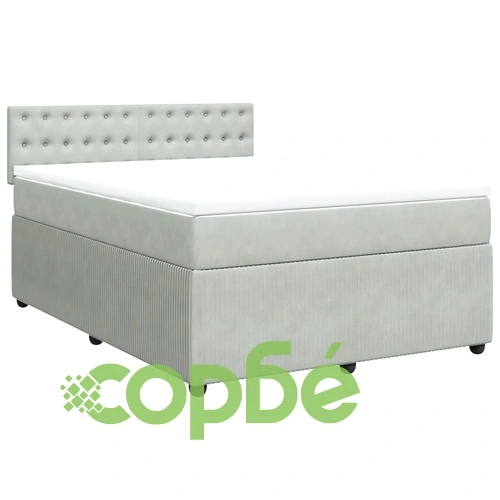 Боксспринг легло с матрак, светлосива, 140x190 см, кадифе ➤ топ цена ➤ sorbe.bg