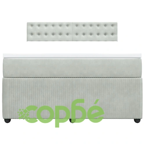 Боксспринг легло с матрак, светлосива, 140x190 см, кадифе ➤ топ цена ➤ sorbe.bg