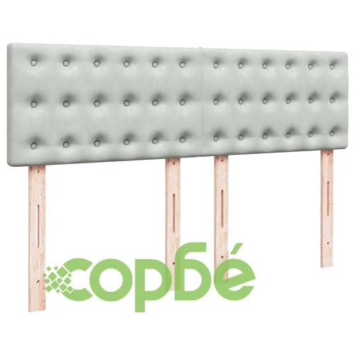 Боксспринг легло с матрак, светлосива, 140x190 см, кадифе ➤ топ цена ➤ sorbe.bg