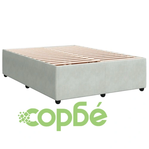 Боксспринг легло с матрак, светлосива, 140x190 см, кадифе ➤ топ цена ➤ sorbe.bg