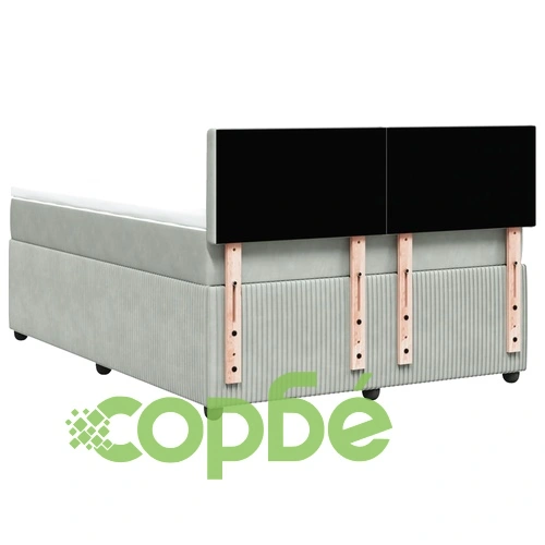 Боксспринг легло с матрак, светлосива, 140x190 см, кадифе ➤ топ цена ➤ sorbe.bg