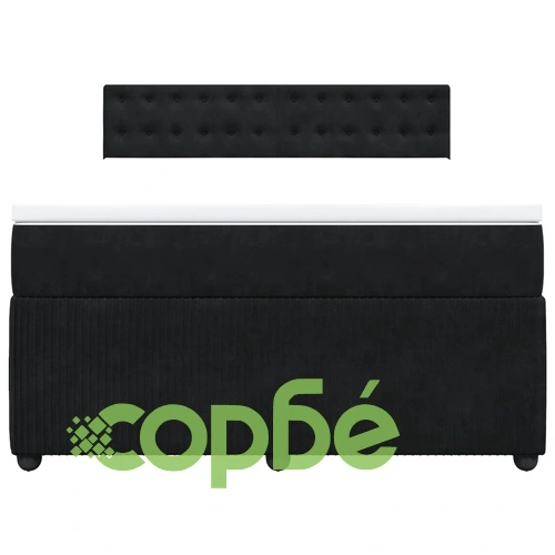 Боксспринг легло с матрак, черно, 160x200 см, кадифе ➤ топ цена ➤ sorbe.bg