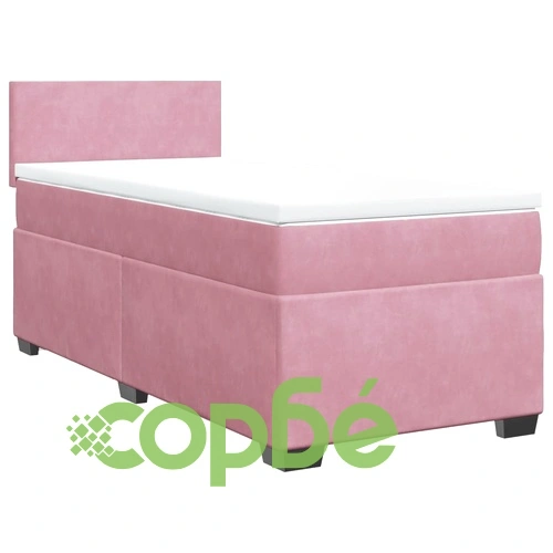 Боксспринг легло с матрак, розово, 80x200 см, кадифе ➤ топ цена ➤ sorbe.bg