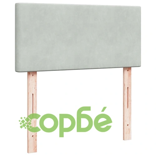 Боксспринг легло с матрак, светлосиво, 100x200 см, кадифе ➤ топ цена ➤ sorbe.bg
