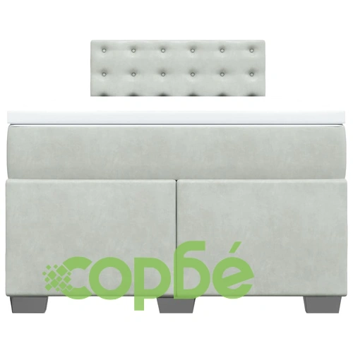 Боксспринг легло с матрак, светлосива, 120x190 см, кадифе ➤ топ цена ➤ sorbe.bg